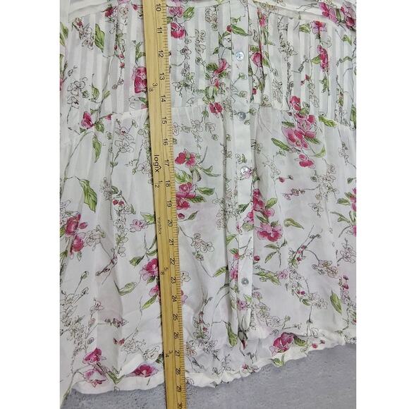 One Fine Day Womens Blouse Top Size Medium Sheer India Button Down Flare Sleeve - Picture 4 of 11